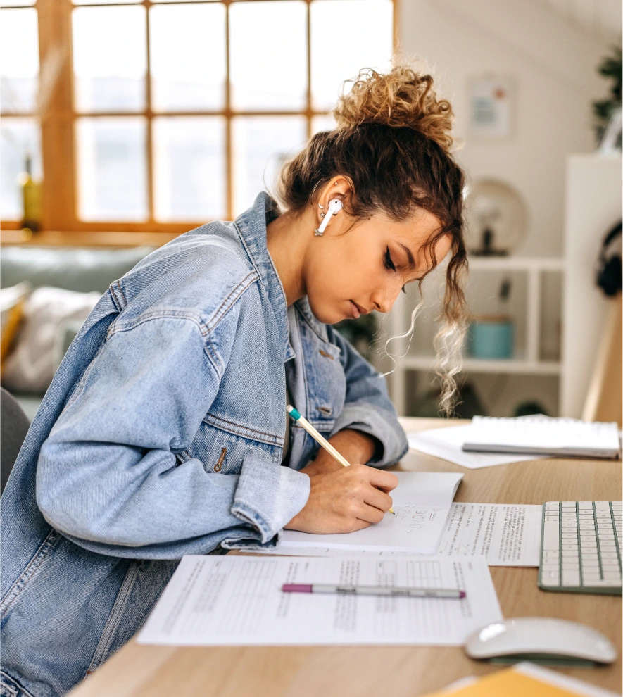 Person studying with laptop