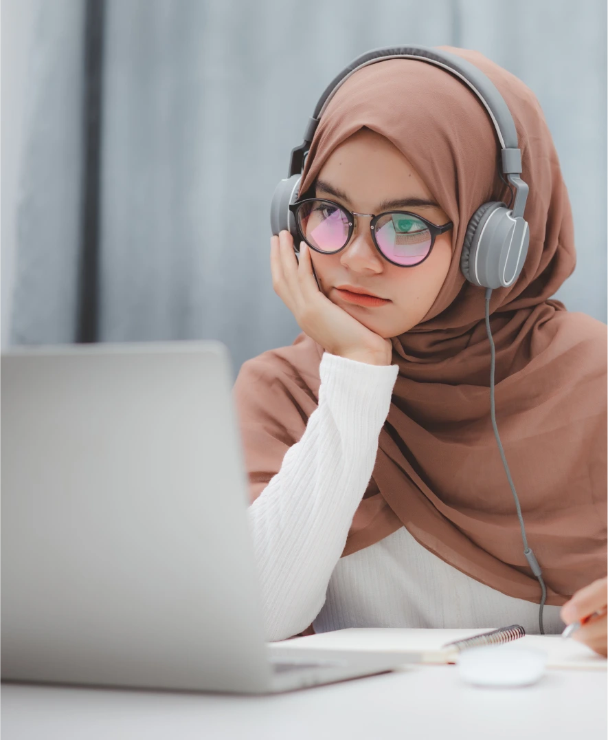 Person studying with laptop