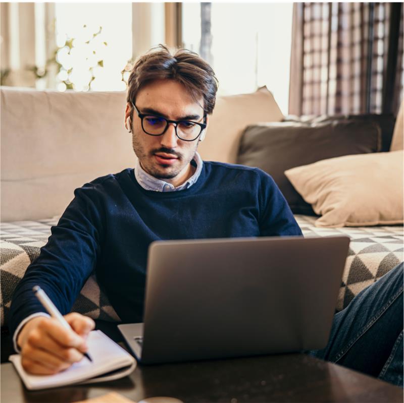 Person studying with laptop
