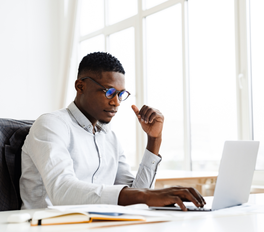 Person studying with laptop